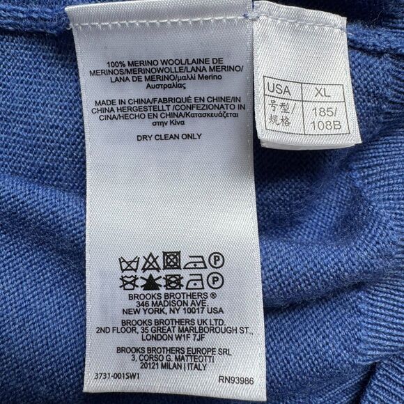 Brooks Brothers blue merino wool sweater vest men’s XL Heritage Old Money Preppy - Picture 7 of 7